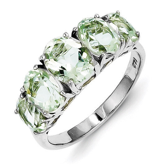Green Quartz Ring Sterling Silver Rhodium QDX444