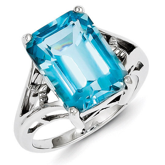 Light Swiss Blue Topaz Ring Sterling Silver Rhodium QDX546