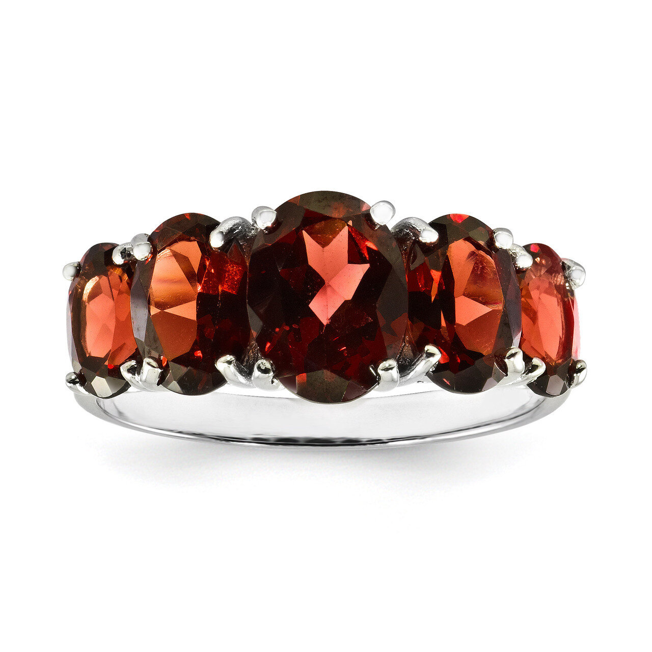 Garnet Ring Sterling Silver Rhodium QDX587, MPN: QDX587, 883957529462
