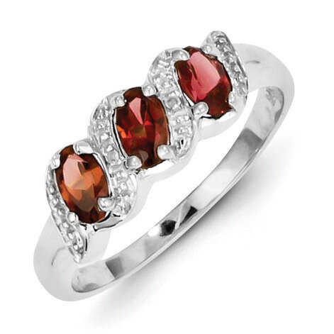 Garnet &amp; Diamond Ring Sterling Silver Rhodium-plated QDX589, MPN: QDX589, 886774646732