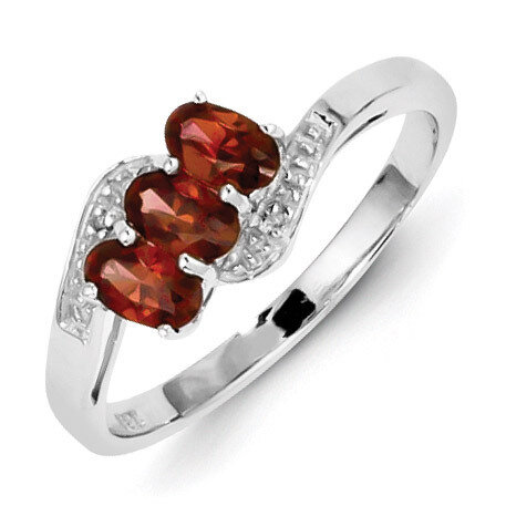 Garnet &amp; Diamond Ring Sterling Silver Rhodium-plated QDX590, MPN: QDX590, 883957479781