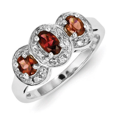 Garnet &amp; Diamond Ring Sterling Silver Rhodium-plated QDX595, MPN: QDX595, 886774646817