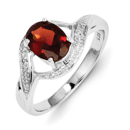 Garnet &amp; Diamond Ring Sterling Silver Rhodium-plated QDX635, MPN: QDX635, 886774646923