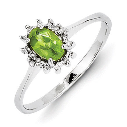 Peridot Diamond Ring Sterling Silver Rhodium QDX847, MPN: QDX847, 883957480039