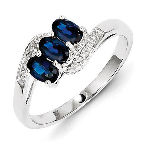 Sapphire &amp; Diamond Ring Sterling Silver Rhodium-plated QDX850, MPN: QDX850, 883957356037