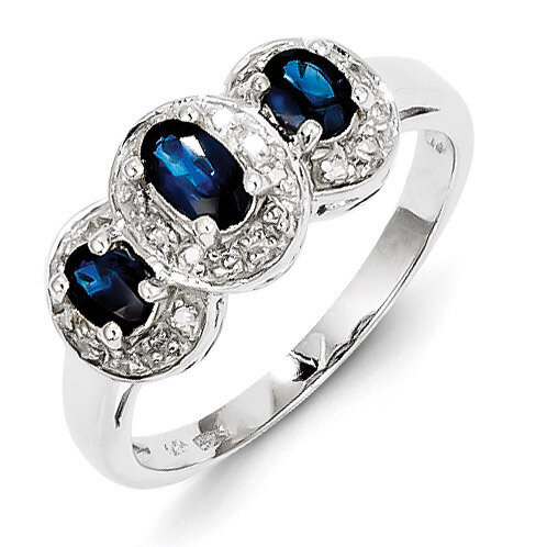 Sapphire &amp; Diamond Ring Sterling Silver Rhodium-plated QDX857, MPN: QDX857, 883957532813