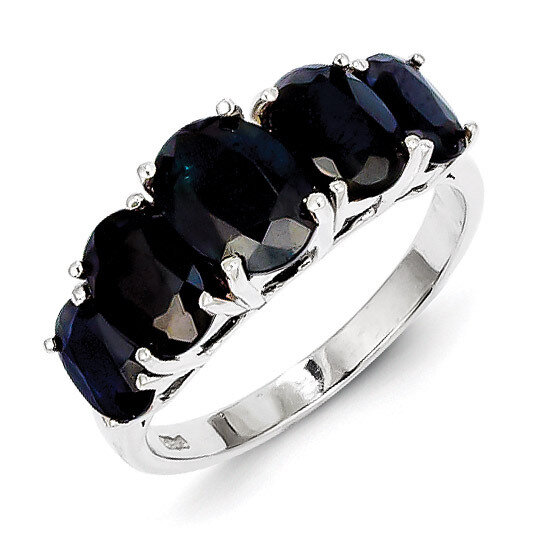 Dark Sapphire Ring Sterling Silver Rhodium-plated QDX866