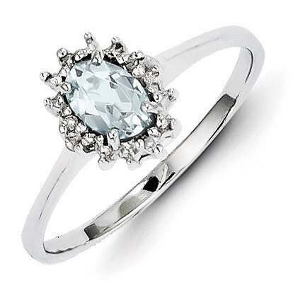 Aquamarine Diamond Ring Sterling Silver Rhodium QDX890, MPN: QDX890, 883957460284