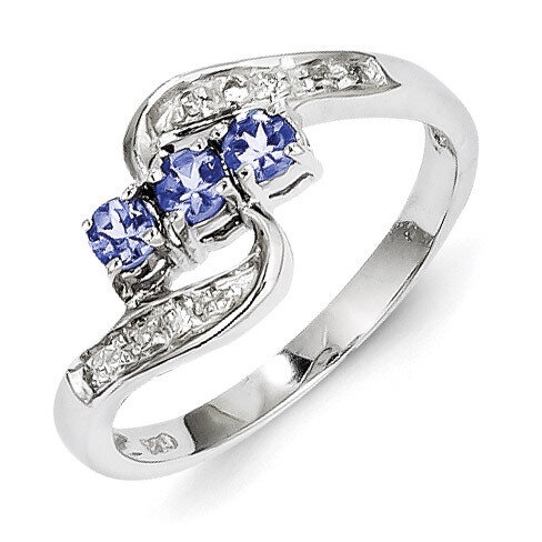 Tanzanite &amp; Diamond Ring Sterling Silver QDX947, MPN: QDX947, 883957433912