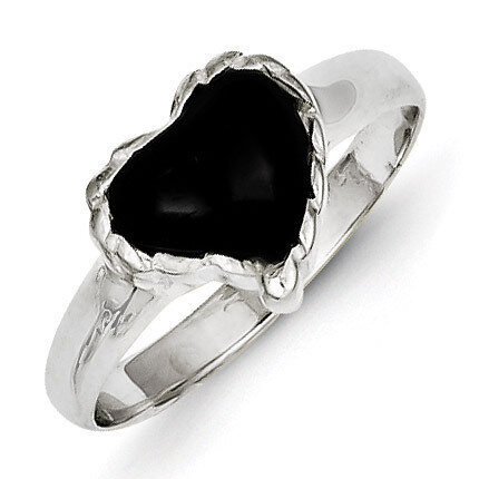 Onyx Heart Ring Sterling Silver QR1069