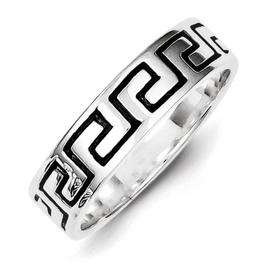 Greek Key Ring Antiqued Sterling Silver QR1193, MPN: QR1193, 883957991719