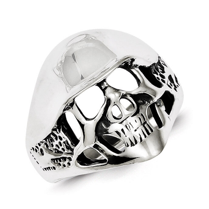 Skull Ring Antiqued Sterling Silver QR1249, MPN: QR1249, 883957179414