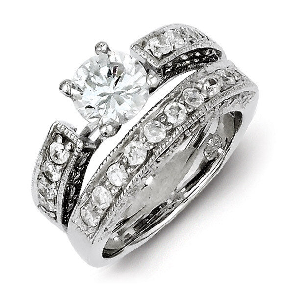 2-Piece Diamond Wedding Set Ring Sterling Silver QR1330, MPN: QR1330, 191101283437