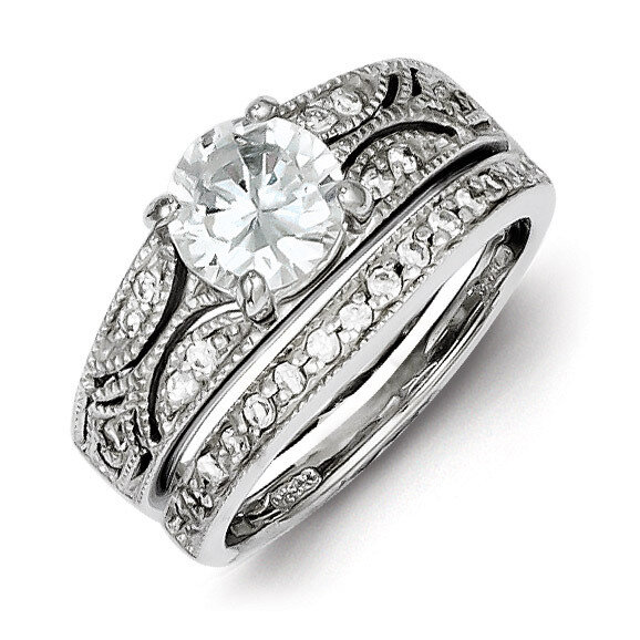 2-Piece Diamond Wedding Set Ring Sterling Silver QR1332, MPN: QR1332, 191101283475