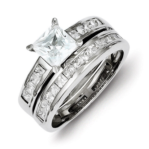 2-Piece Diamond Wedding Set Ring Sterling Silver QR1338, MPN: QR1338, 191101283505