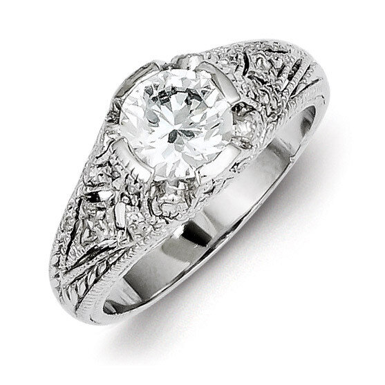 Antique Look Ring Sterling Silver Diamond QR1342, MPN: QR1342, 883957180854