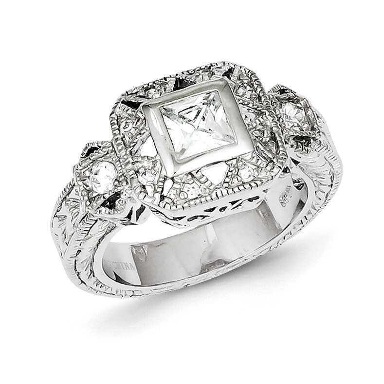 Antique Style Ring Sterling Silver Diamond QR1347, MPN: QR1347, 883957180908
