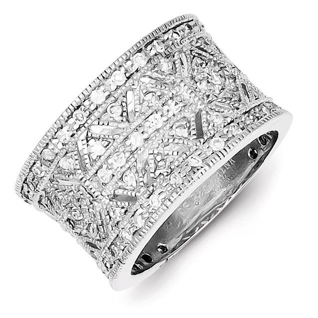 Vintage Polished Ring Sterling Silver Diamond QR1371, MPN: QR1371, 883957181332
