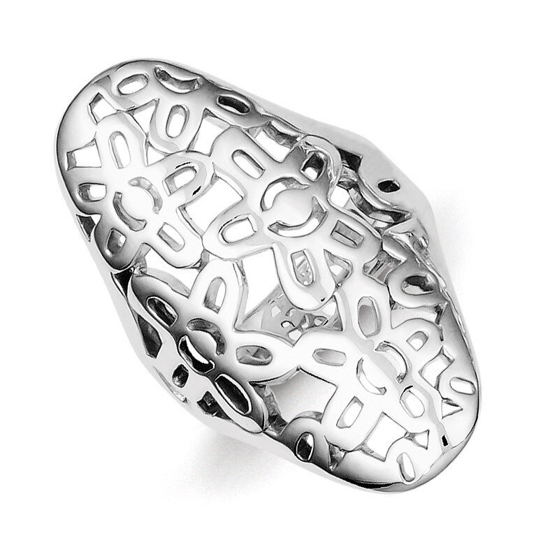 Flower Cut Out Full Finger Ring Sterling Silver QR1768, MPN: QR1768, 883957183527