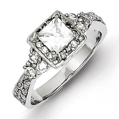 Square Diamond Ring Sterling Silver QR2028, MPN: QR2028, 886774117577