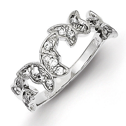 Butterfly Diamond Ring Sterling Silver QR2093, MPN: QR2093, 191101284038