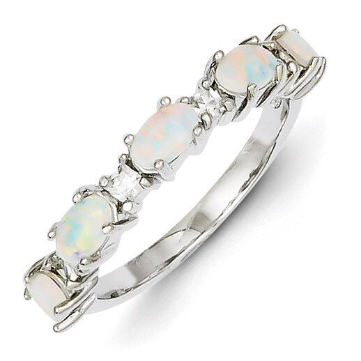 Opal &amp; Diamond Ring Sterling Silver QR2148, MPN: QR2148, 191101284250