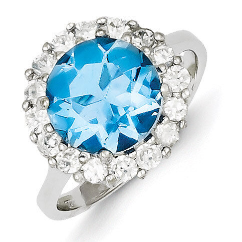 Blue &amp; Clear Diamond Ring Sterling Silver QR2244, MPN: QR2244, 883957481708