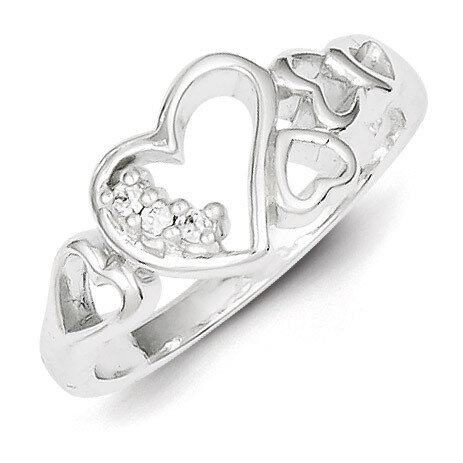 Heart Ring Sterling Silver Diamond QR2405