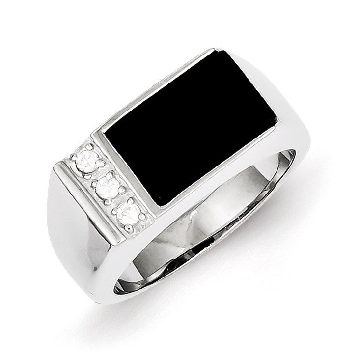 Onyx &amp; Diamond Men&#39;s Ring Sterling Silver QR2455, MPN: QR2455, 883957250007