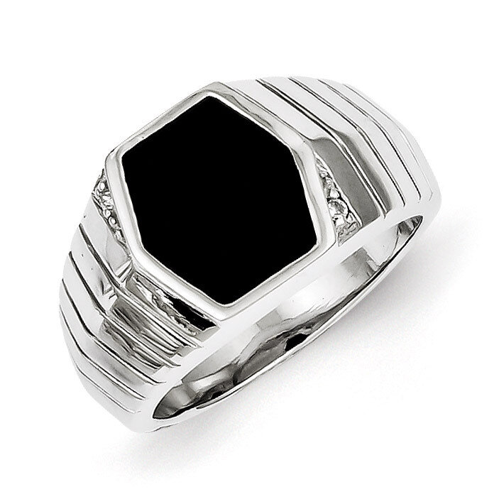Men&#39;s Diamond &amp; Onyx Ring Sterling Silver QR2459, MPN: QR2459, 883957250120