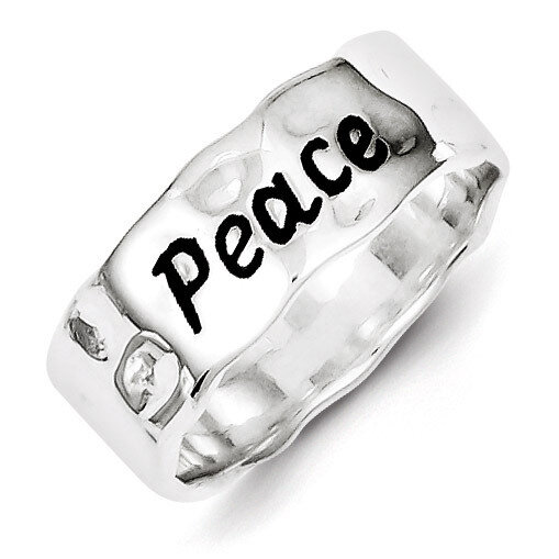 Enamel, Hammered &amp; Polished Ring Sterling Silver QR2700, MPN: QR2700, 883957507620