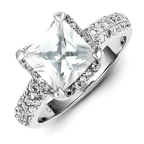 Square Diamond Ring Sterling Silver QR2707