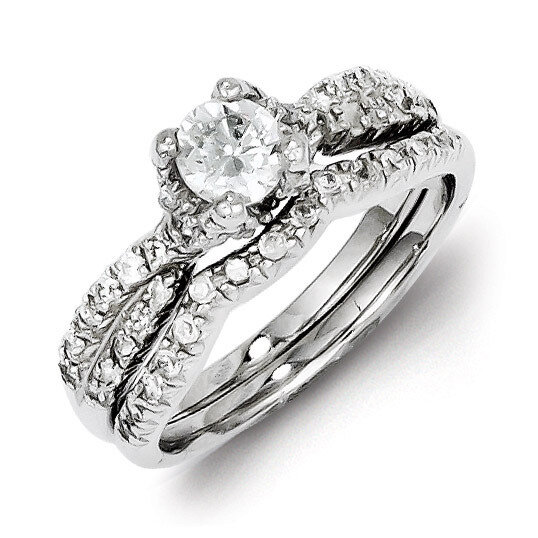 2-Piece Diamond Wedding Set Ring Sterling Silver QR2709