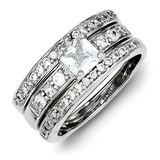 3 Piece Wedding Set Ring Sterling Silver Diamond QR2711, MPN: QR2711, 883957533711