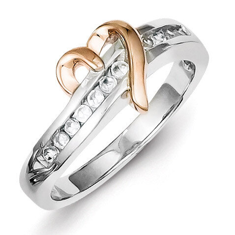 Vermeil Polished Heart Diamond Ring Sterling Silver QR2731, MPN: QR2731, 883957507644
