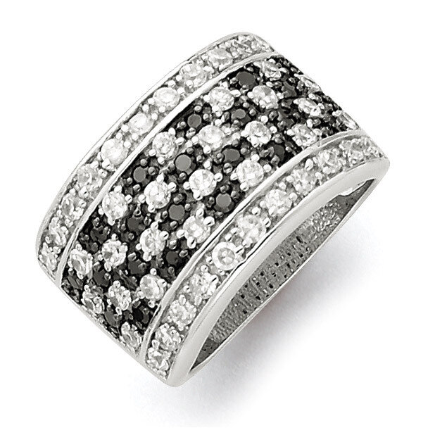 Black &amp; White Diamond Checkerboard Ring Sterling Silver Rhodium QR2742, MPN: QR2742, 883957522135