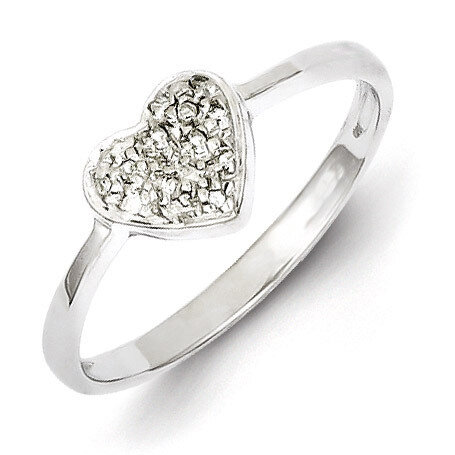Polished Diamond Heart Ring Sterling Silver Rhodium QR2770, MPN: QR2770, 883957436630
