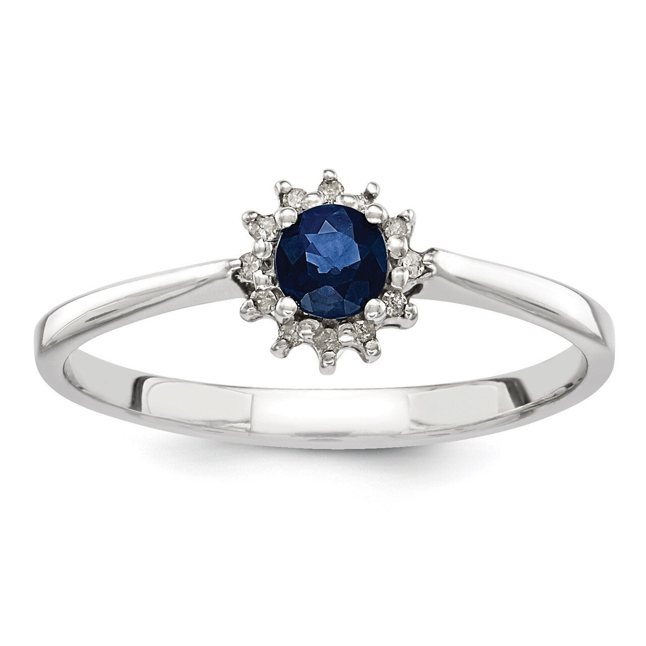Sapphire &amp; Diamond Ring Sterling Silver Rhodium-plated QR2776, MPN: QR2776, 886774646084