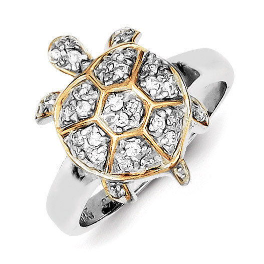 Flash Gold-Plated Turtle Ring Sterling Silver Diamond QR2808, MPN: QR2808, 883957402758