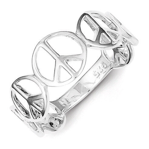Peace Ring Sterling Silver Polished QR2824, MPN: QR2824, 883957537696