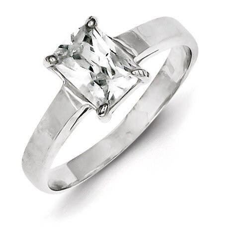 Solitaire Emerald Diamond Ring Sterling Silver QR28, MPN: QR28, 883957250809