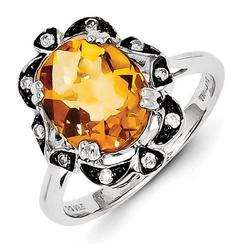 Citrine &amp; Diamond Ring Sterling Silver QR2869CI, MPN: QR2869CI, 883957019871