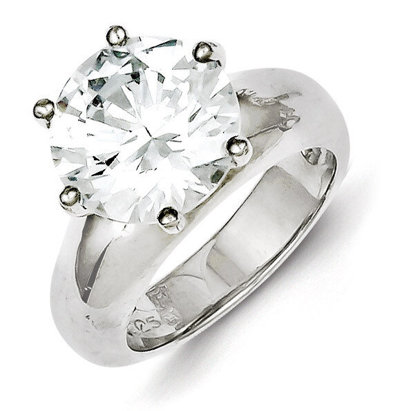 Solitaire Round Diamond Ring Sterling Silver QR34, MPN: QR34, 883957251417