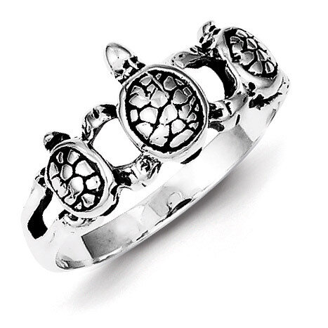 Turtle Ring Antiqued Sterling Silver QR375, MPN: QR375, 883957543574