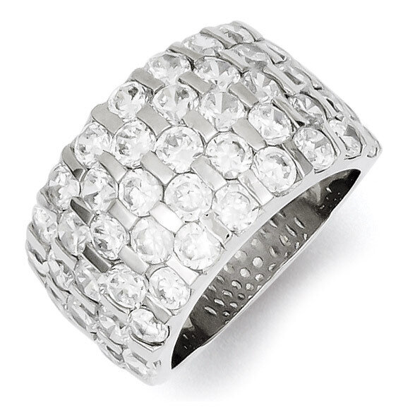 Wide Band Ring Sterling Silver Diamond QR4219, MPN: QR4219, 883957481982
