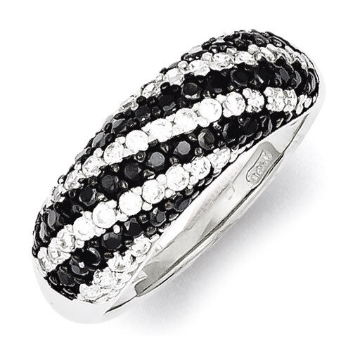 Black White Diamond Ring Sterling Silver Rhodium-plated QR4222, MPN: QR4222, 883957037912
