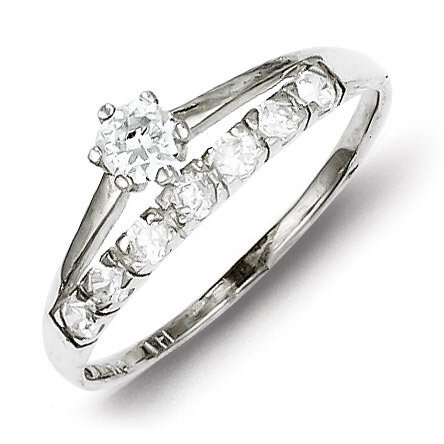 Row and Solitaire Diamond Ring Sterling Silver QR4225, MPN: QR4225, 883957482019
