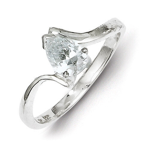 Pear Shaped Diamond Ring Sterling Silver QR4226, MPN: QR4226, 883957527178
