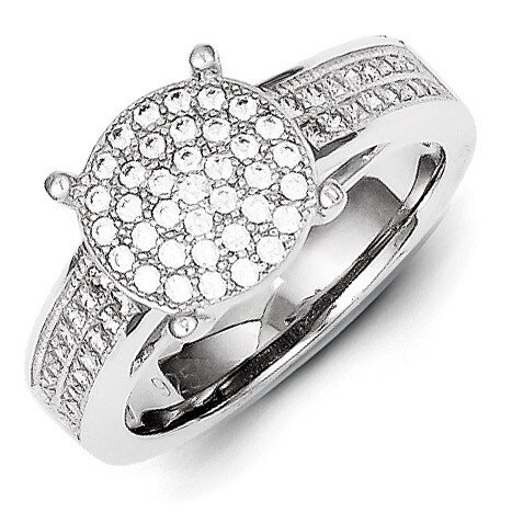 Micro Pave Center Circle Ring Sterling Silver QR4229, MPN: QR4229, 883957482033