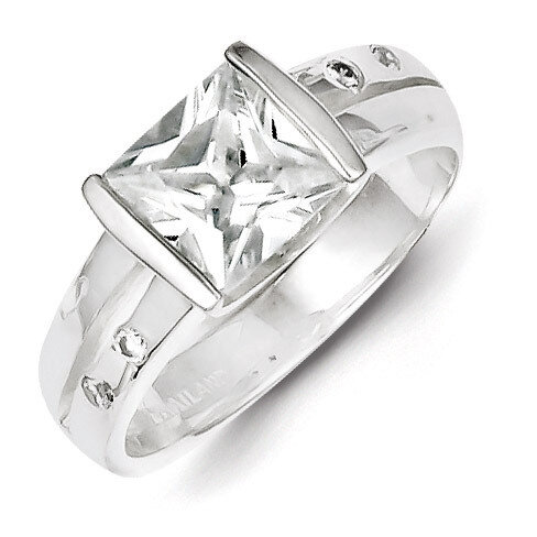 Square Diamond Ring Sterling Silver QR4242, MPN: QR4242, 883957491370